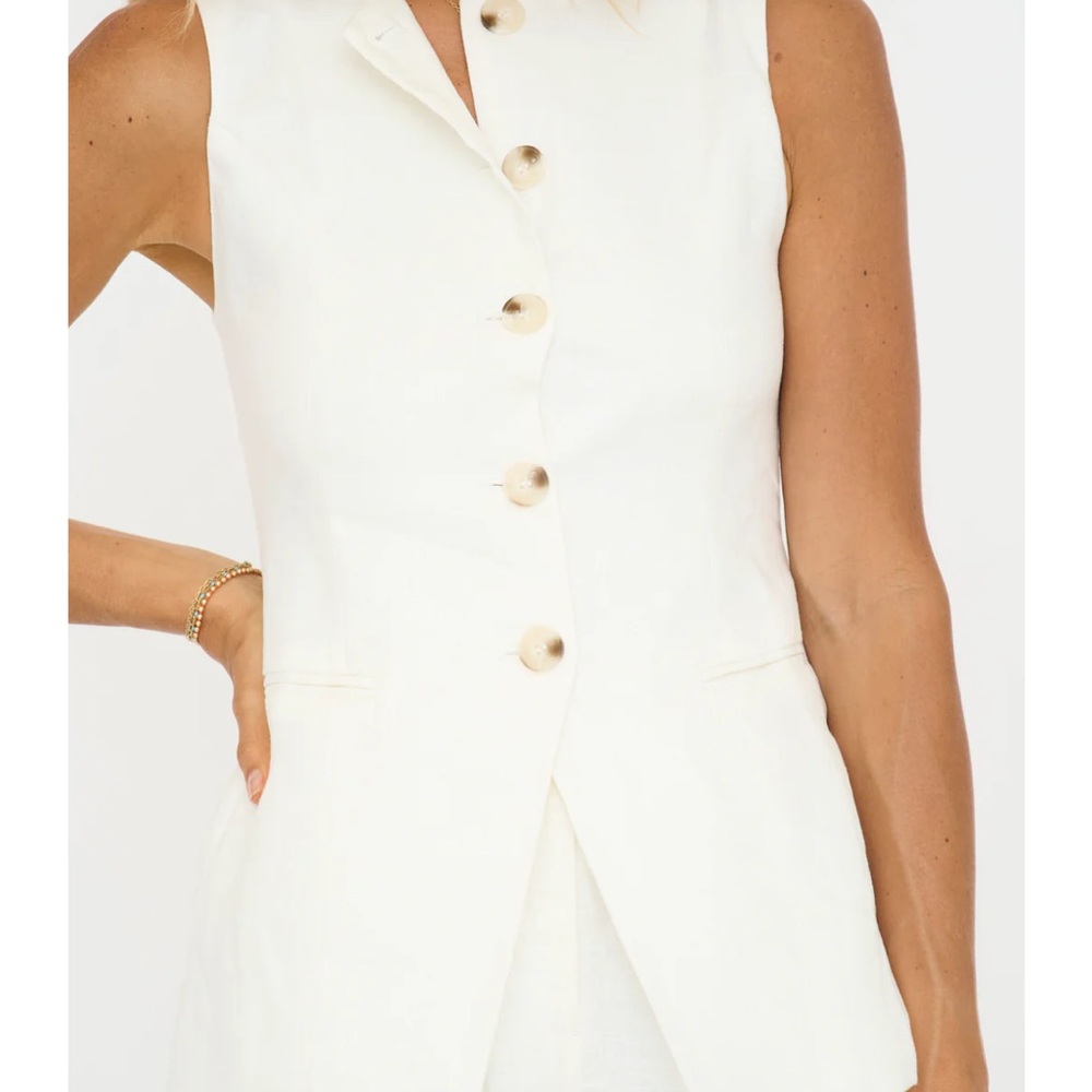 Sleeveless Cream Button Down Shirt